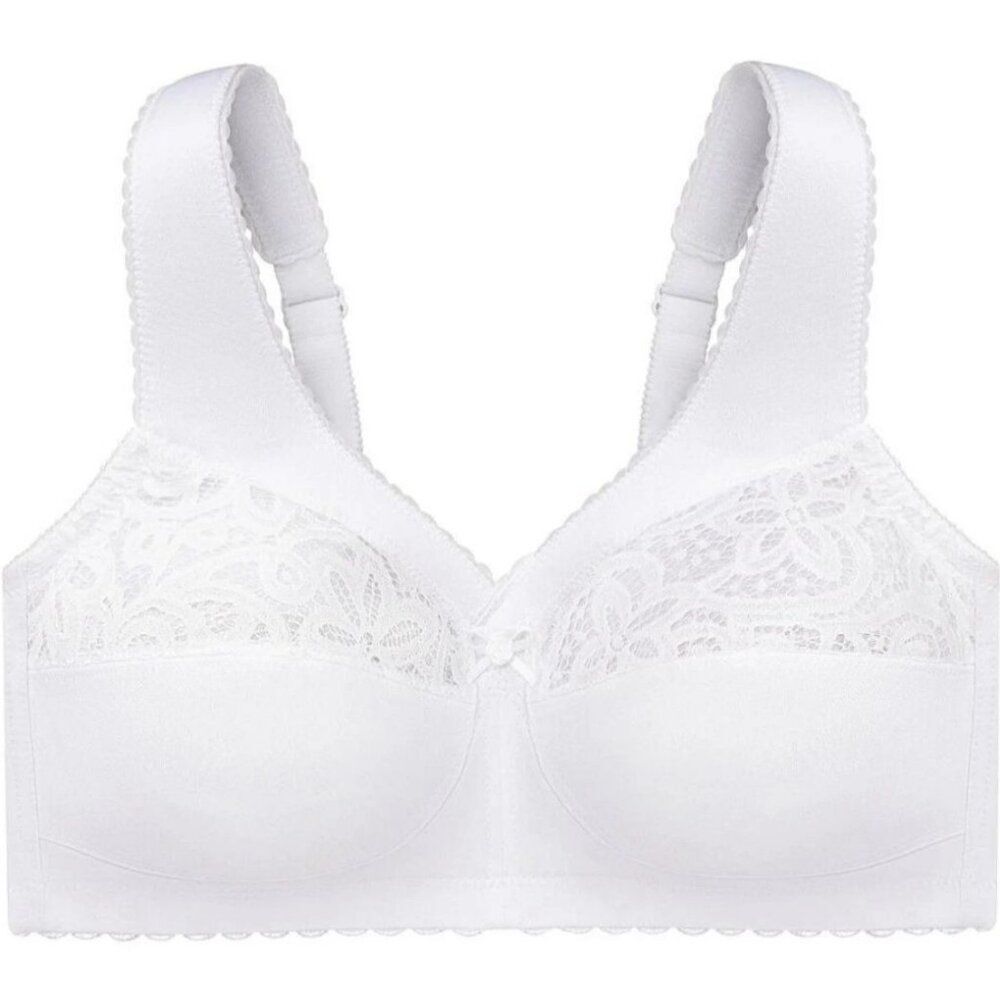 Glamorise 40F Bra Magic Lift Full Figure Minimizer Bra Cotton 1001 White 40DDD